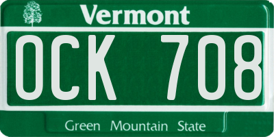 VT license plate OCK708