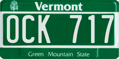 VT license plate OCK717