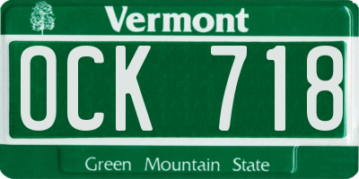 VT license plate OCK718