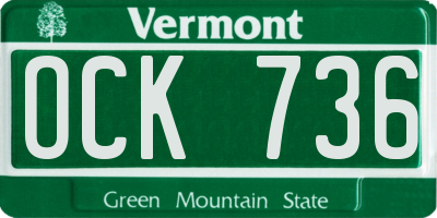 VT license plate OCK736