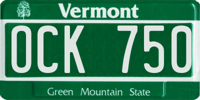VT license plate OCK750