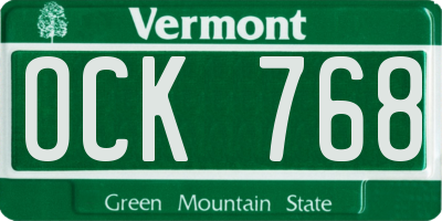 VT license plate OCK768