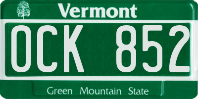 VT license plate OCK852