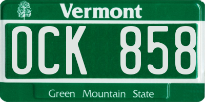 VT license plate OCK858