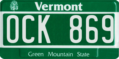 VT license plate OCK869