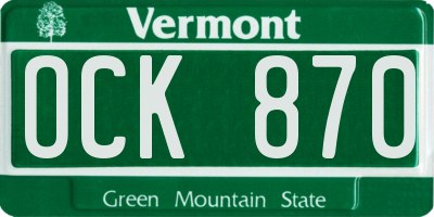 VT license plate OCK870
