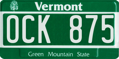 VT license plate OCK875