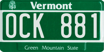 VT license plate OCK881