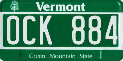 VT license plate OCK884