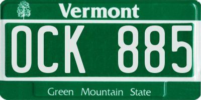 VT license plate OCK885