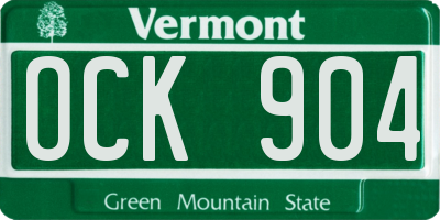 VT license plate OCK904