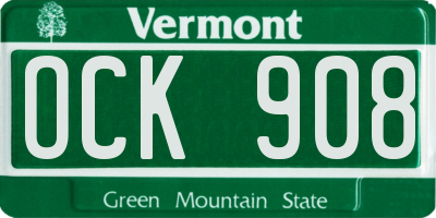 VT license plate OCK908