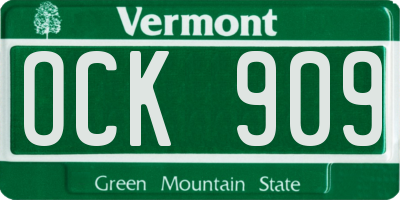 VT license plate OCK909