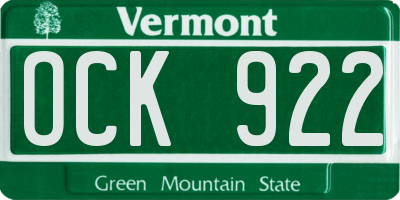 VT license plate OCK922