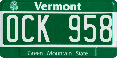 VT license plate OCK958