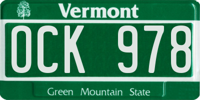 VT license plate OCK978