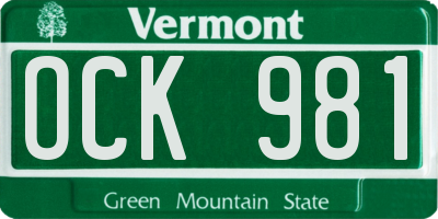 VT license plate OCK981