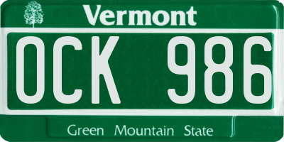 VT license plate OCK986