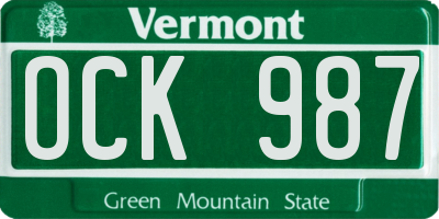 VT license plate OCK987