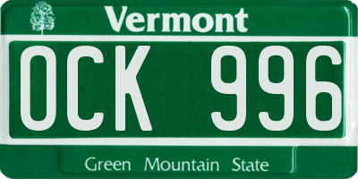VT license plate OCK996