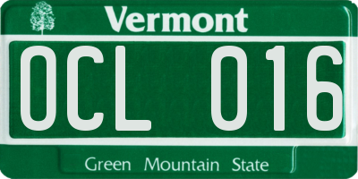 VT license plate OCL016