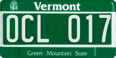 VT license plate OCL017