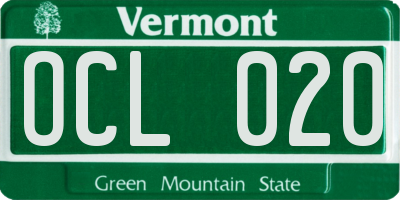 VT license plate OCL020