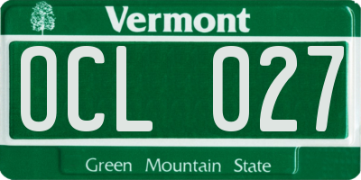 VT license plate OCL027