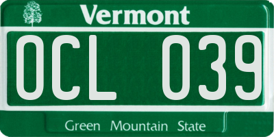 VT license plate OCL039