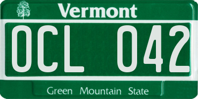 VT license plate OCL042