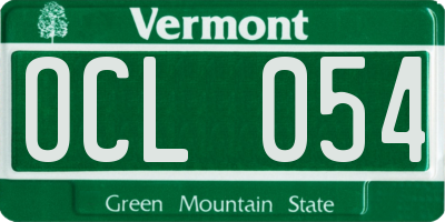 VT license plate OCL054