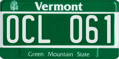 VT license plate OCL061