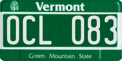 VT license plate OCL083