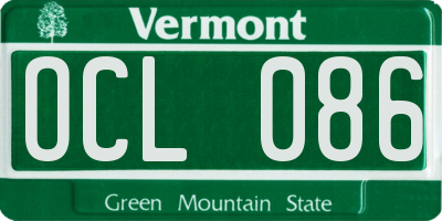 VT license plate OCL086