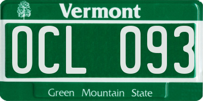 VT license plate OCL093