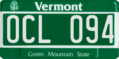 VT license plate OCL094