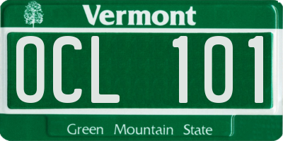 VT license plate OCL101