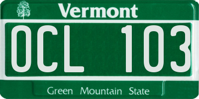 VT license plate OCL103
