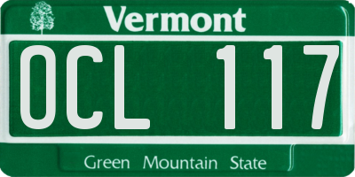VT license plate OCL117