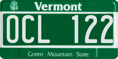 VT license plate OCL122