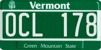 VT license plate OCL178