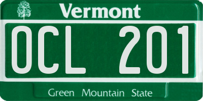VT license plate OCL201
