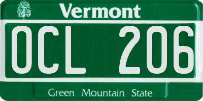 VT license plate OCL206
