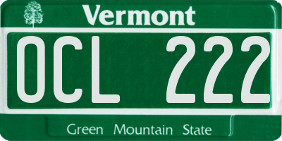 VT license plate OCL222