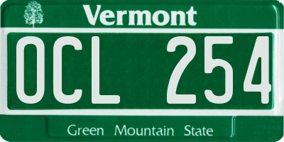 VT license plate OCL254