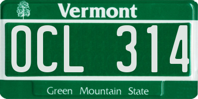 VT license plate OCL314