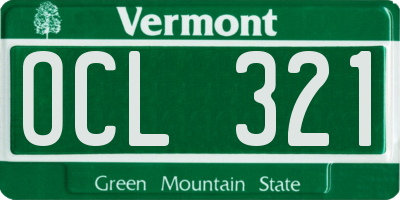 VT license plate OCL321