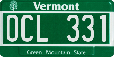 VT license plate OCL331