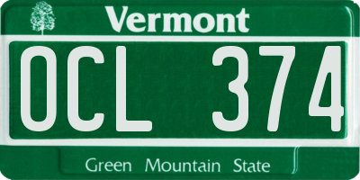 VT license plate OCL374