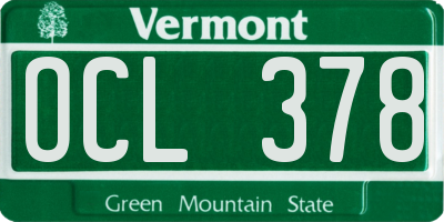 VT license plate OCL378